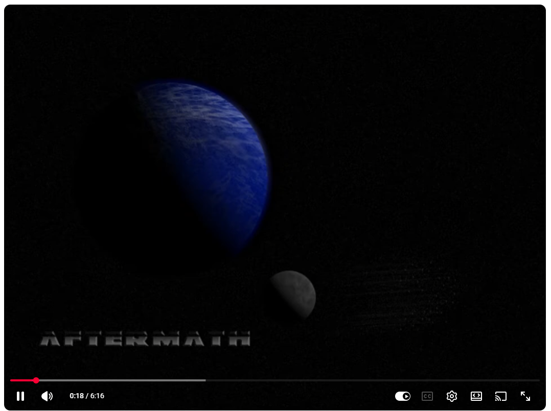 Aftermath early Pombrah artwork with a blue planet and moon in dark space